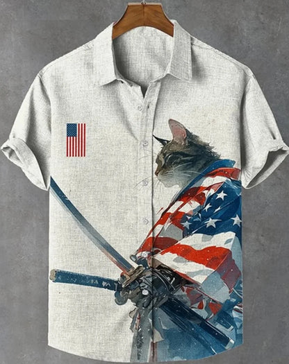 Camicia Hawaiana Samurai — Stampa Ukiyo-e Giapponese Manica Corta Uomo
