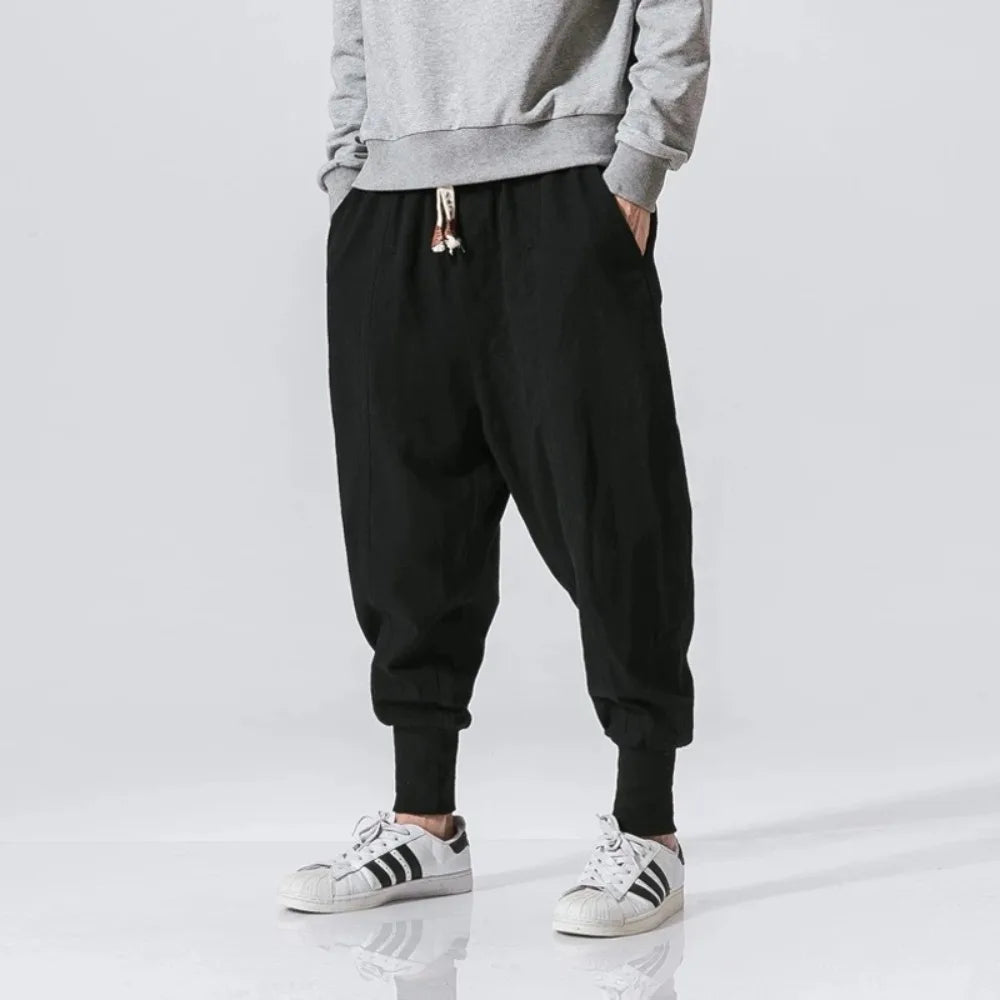 RIKU Pantaloni harem da uomo in cotone