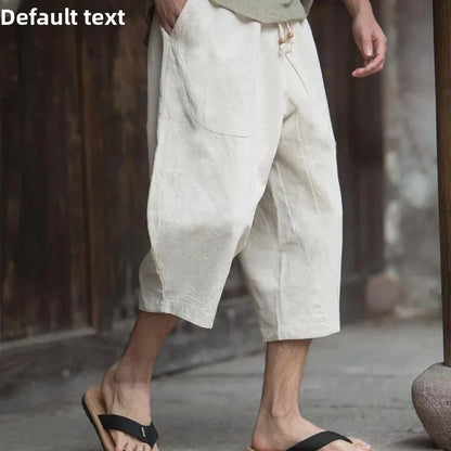 Pantaloni Lino Estivi Wide Leg — Taglio 7/8 Comodo e Traspirante Uomo