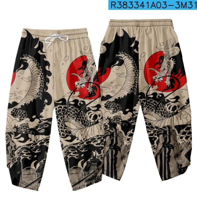 Dragon - Pantaloni Kimono Stile Samurai — Streetwear Orientale da Uomo