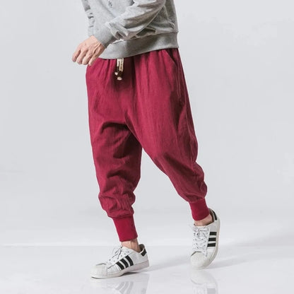 RIKU Pantaloni harem da uomo in cotone