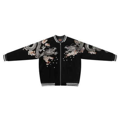 Botan Suzaku – Chaqueta Varsity Japonesa Bordada con Dragones y Fénix
