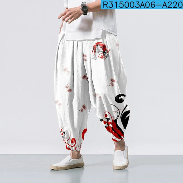Pantaloni Harem Samurai Demon — Streetwear Giapponese da Uomo