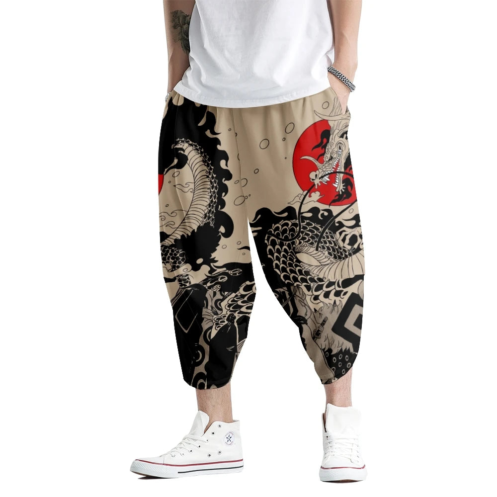 Dragon - Pantaloni Kimono Stile Samurai — Streetwear Orientale da Uomo