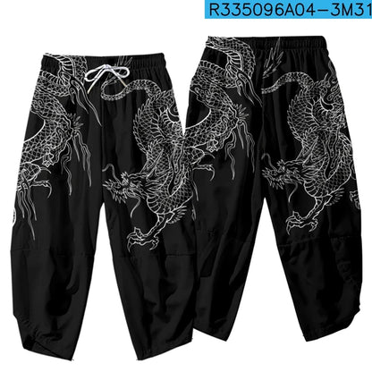 Dragon - Pantaloni Kimono Stile Samurai — Streetwear Orientale da Uomo