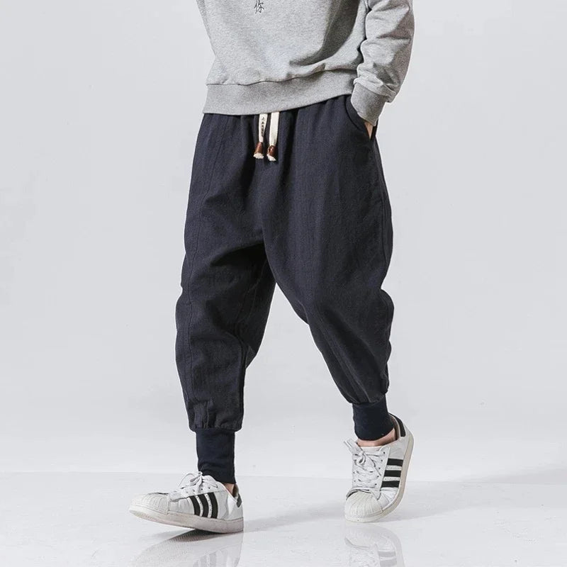 RIKU Pantaloni harem da uomo in cotone