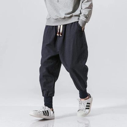 RIKU Pantaloni harem da uomo in cotone