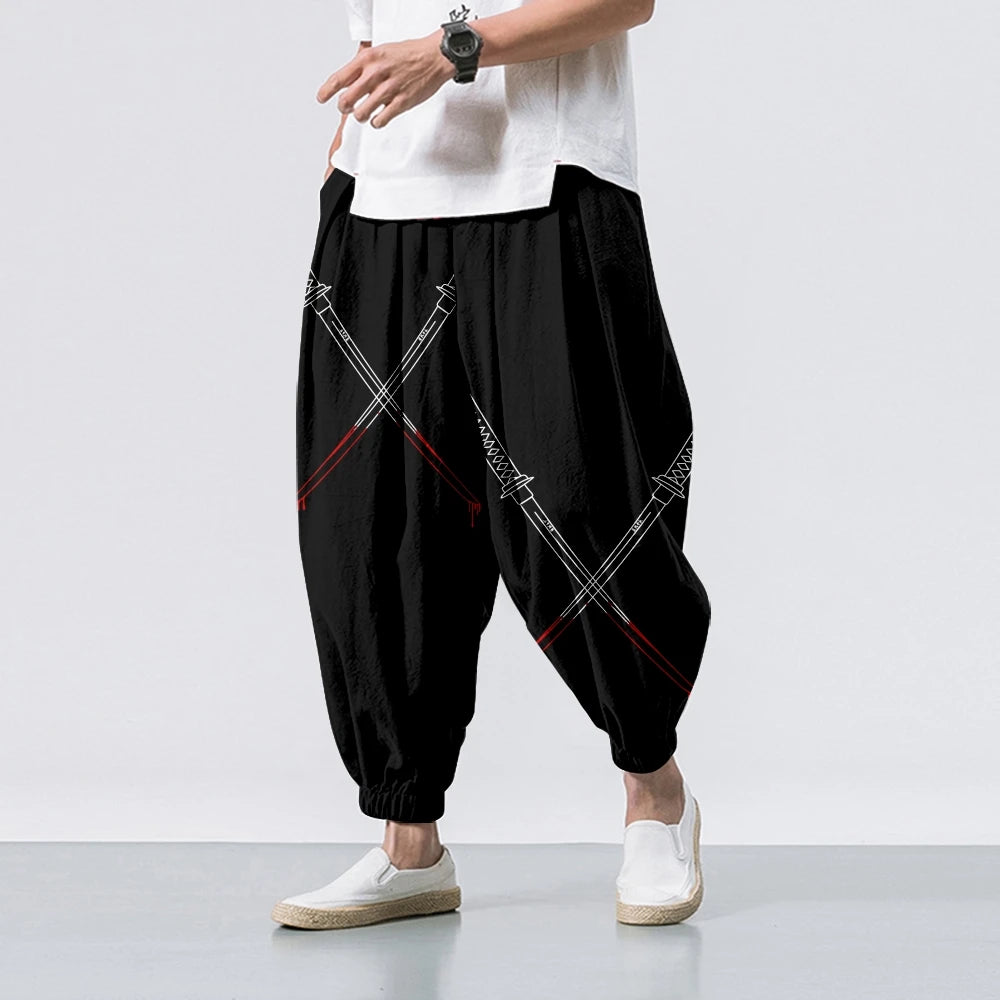 Pantaloni Harem Samurai Demon — Streetwear Giapponese da Uomo