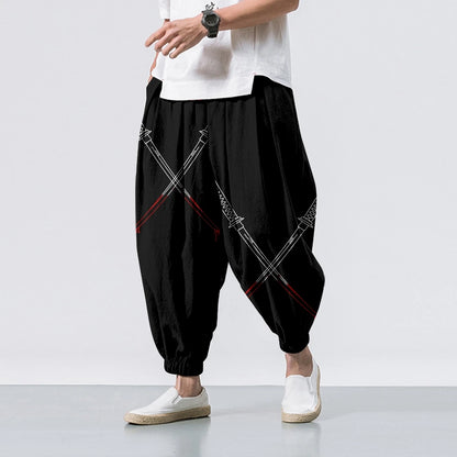 Pantaloni Harem Samurai Demon — Streetwear Giapponese da Uomo