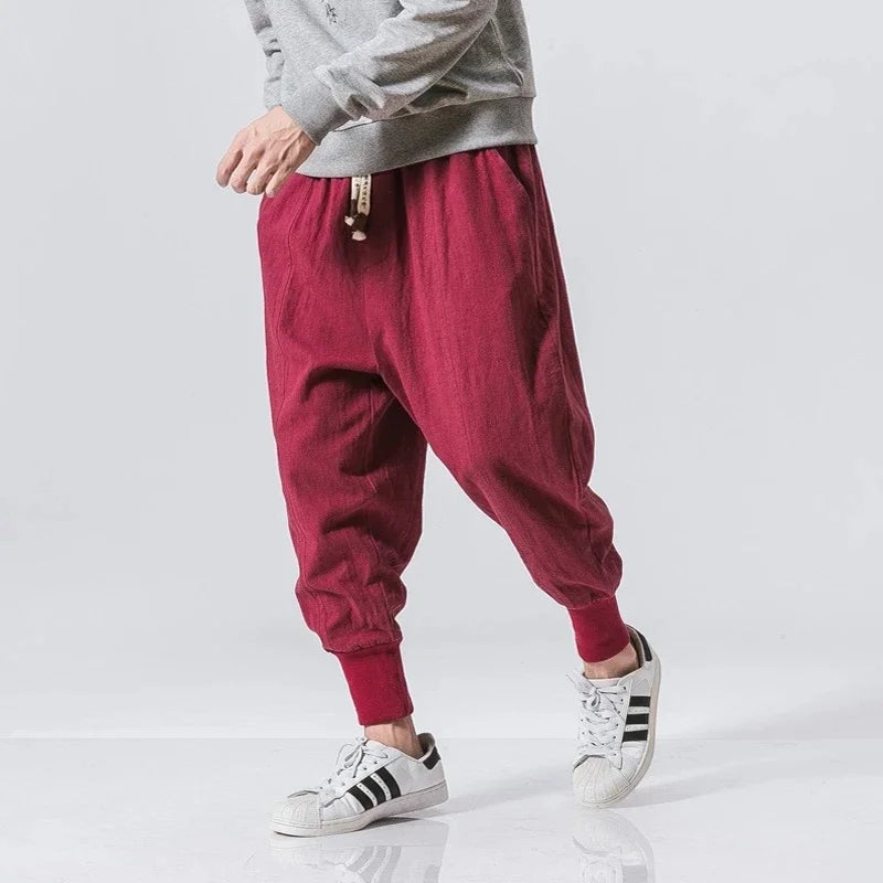 RIKU Pantaloni harem da uomo in cotone