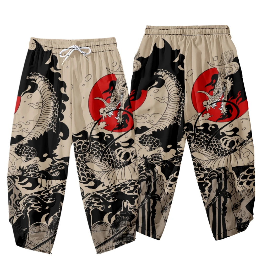 Dragon - Pantaloni Kimono Stile Samurai — Streetwear Orientale da Uomo
