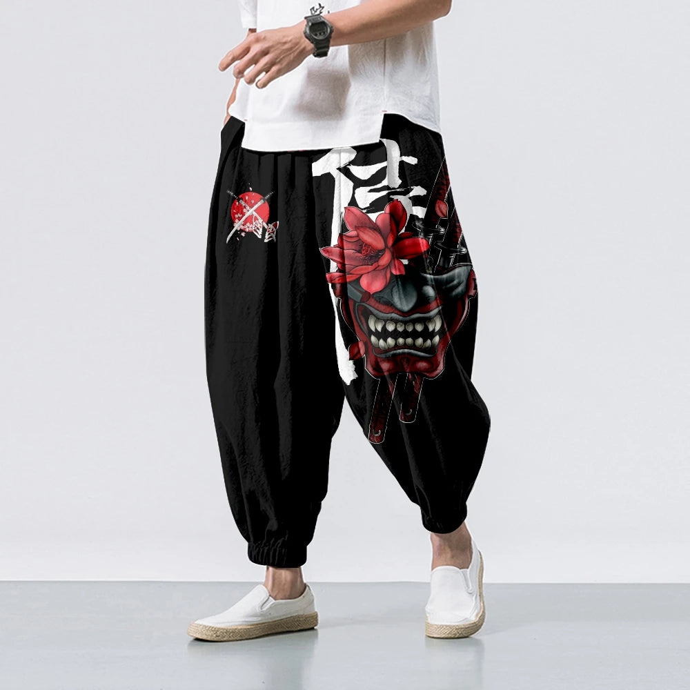 Pantaloni Harem Samurai Demon — Streetwear Giapponese da Uomo