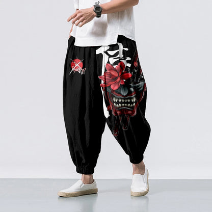 Pantaloni Harem Samurai Demon — Streetwear Giapponese da Uomo