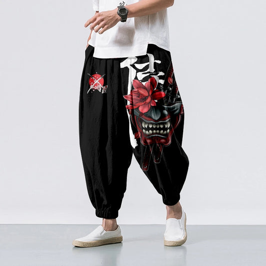 Pantaloni Harem Samurai Demon — Streetwear Giapponese da Uomo