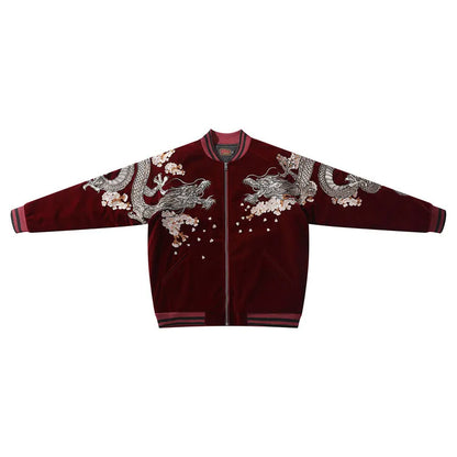 Botan Suzaku – Chaqueta Varsity Japonesa Bordada con Dragones y Fénix