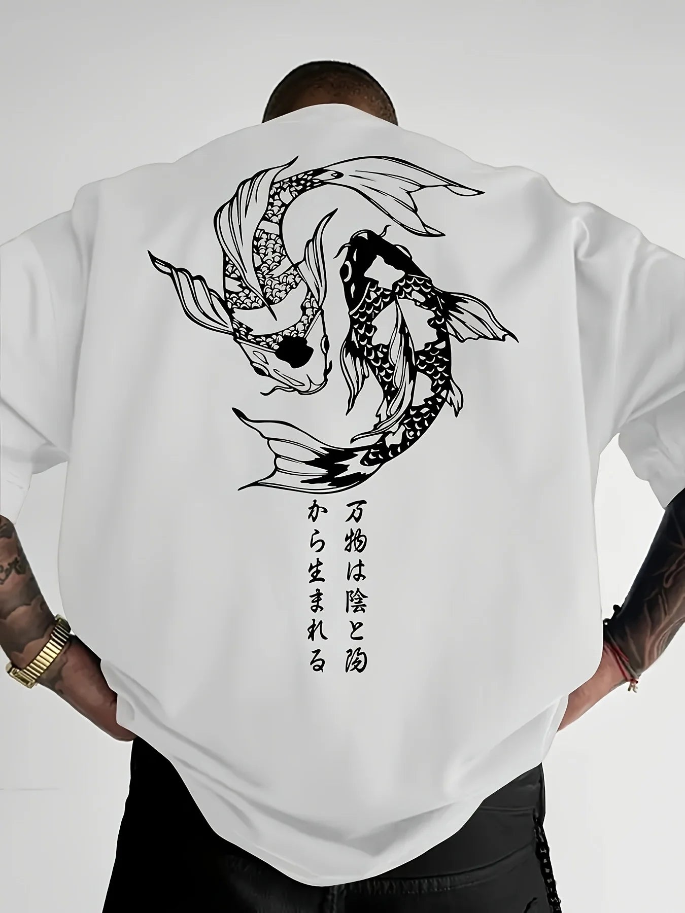 Hasu – Camiseta Japonesa Yin Yang con Carpas Koi