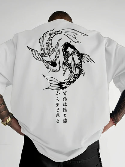 Hasu – Camiseta Japonesa Yin Yang con Carpas Koi