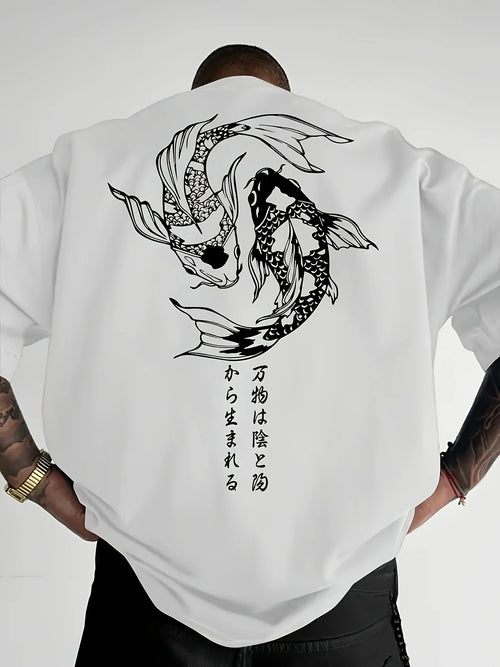 Hasu – Camiseta Japonesa Yin Yang con Carpas Koi