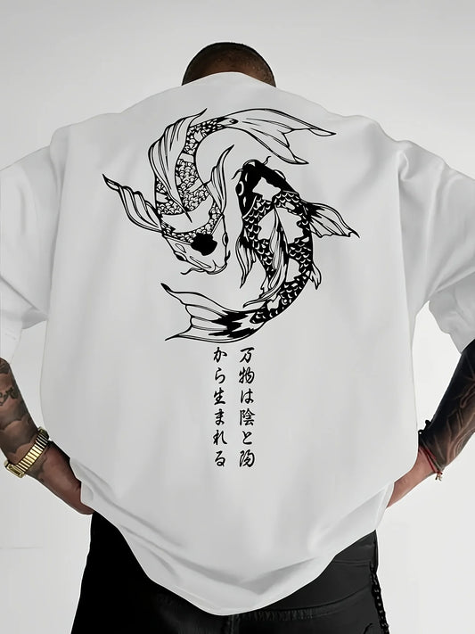 Hasu – Camiseta Japonesa Yin Yang con Carpas Koi