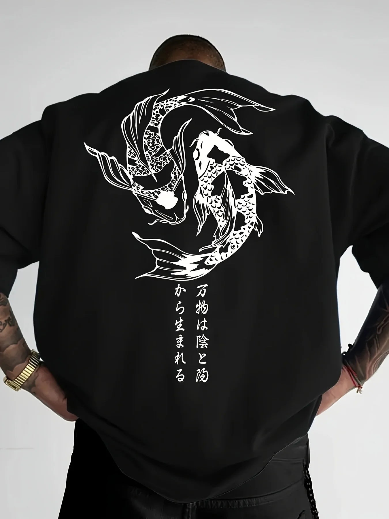 Hasu – Camiseta Japonesa Yin Yang con Carpas Koi