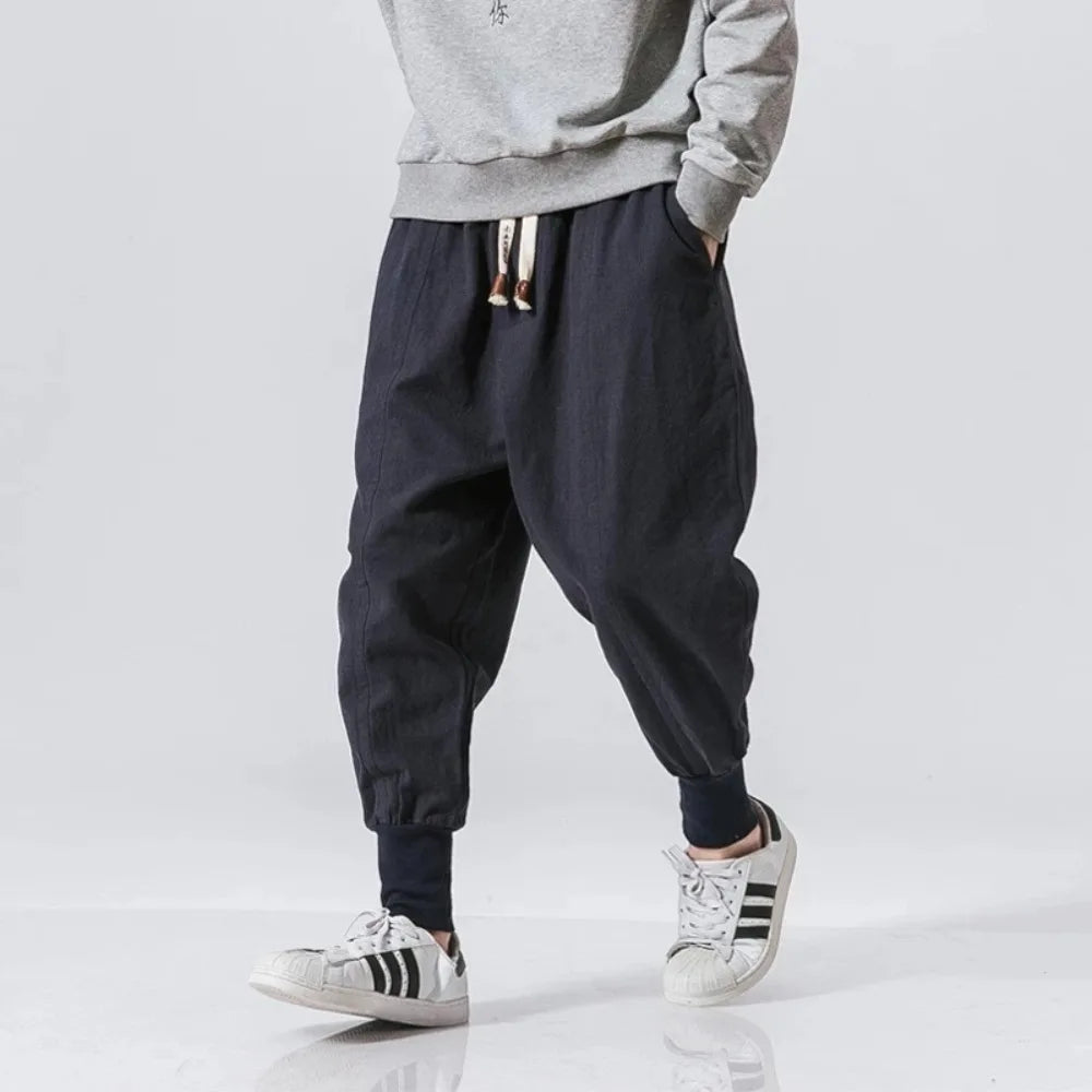 RIKU Pantaloni harem da uomo in cotone