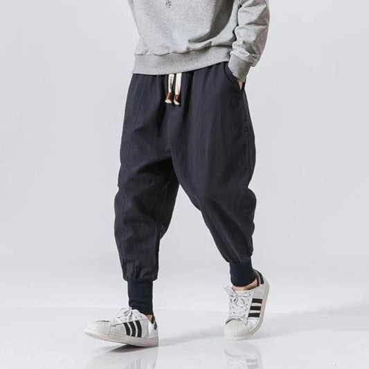 RIKU Pantaloni harem da uomo in cotone